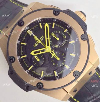 Swiss Grade Hublot F1 King Power Rose gold Yellow Chrono Replica Watch